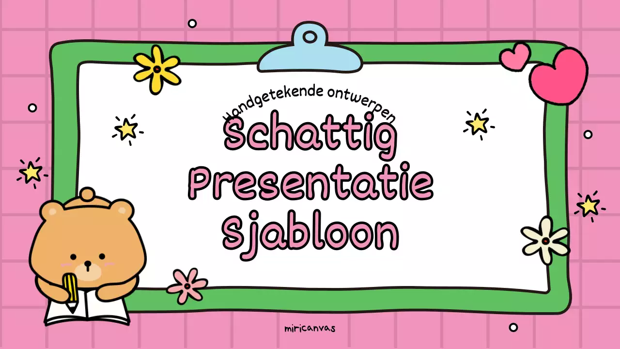 Een schattige roze en groene educatieve promotie