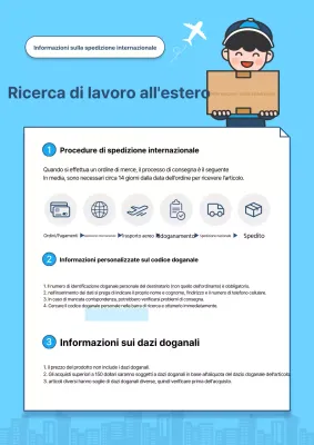 Avviso di sdoganamento per le vendite dirette all'estero dei moderni blu chiaro e blu navy