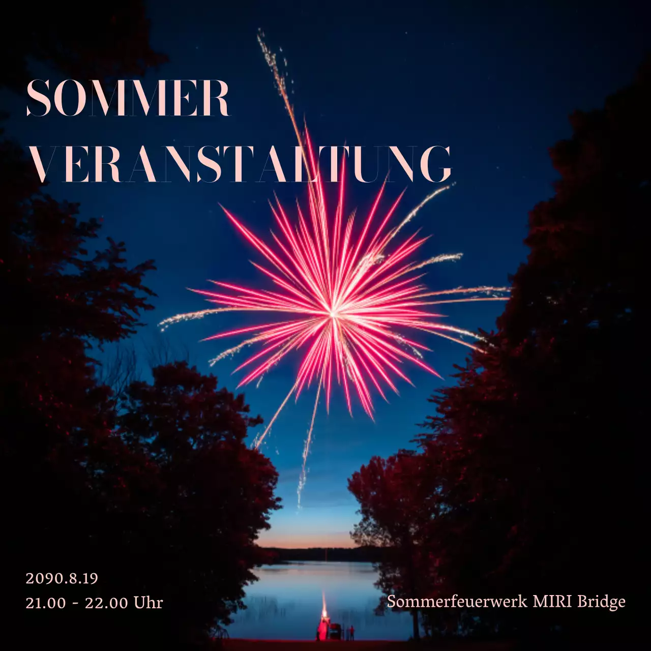 Eine einfache Sommernachtsfest-Post in Marineblau und Rosa