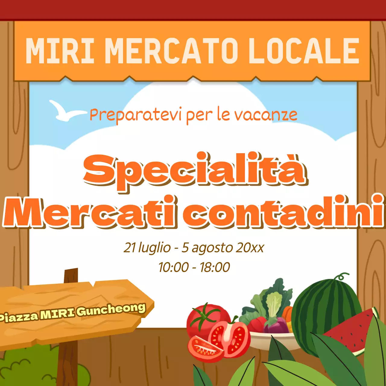 Promuovete il vostro mercato agricolo arancione e marrone