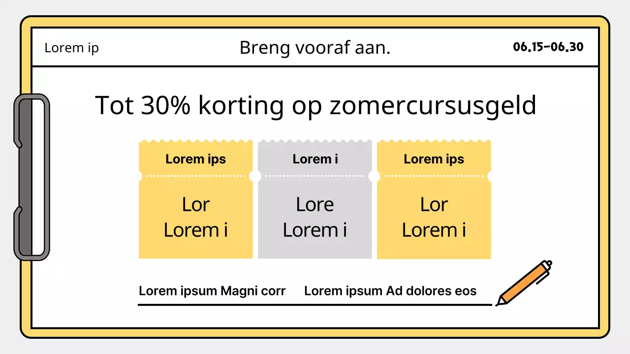 Een eenvoudig geel-blauw lesplan voor de zomervakantie