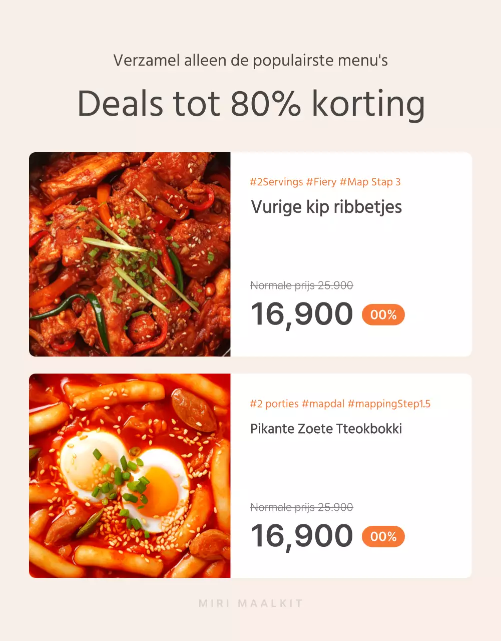 Beschrijf en promoot basismaaltijden in Orange en Ivory