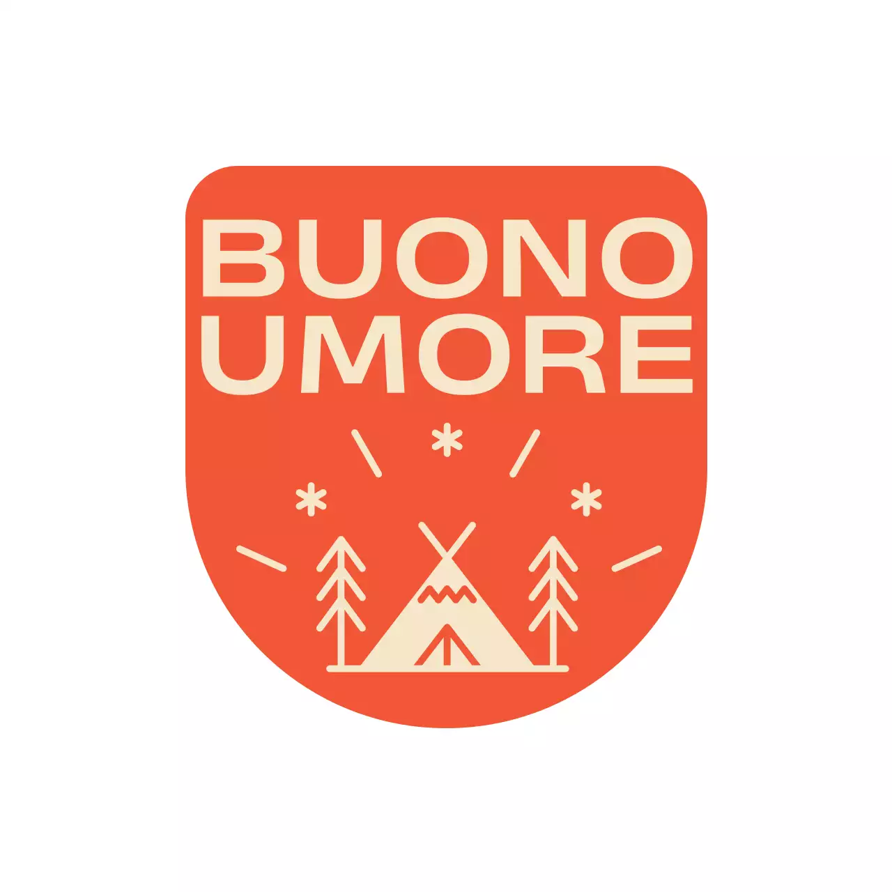 Merchandising da campeggio con forme ad arco e illustrazioni di campeggio