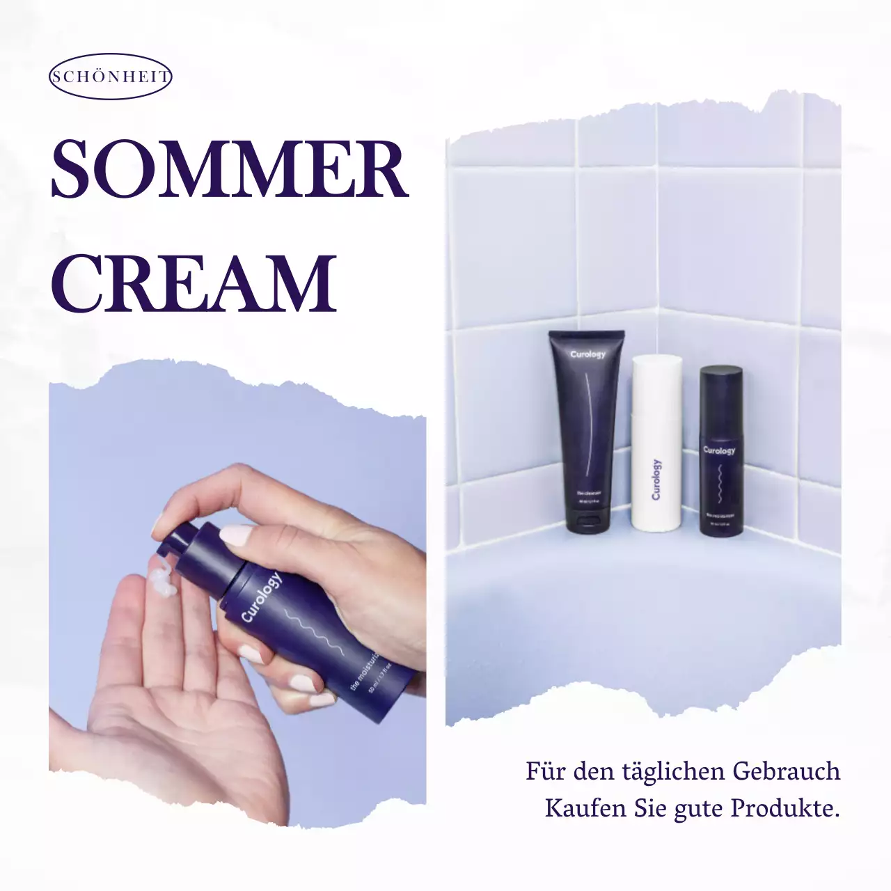 Eine einfache Sommerschönheitspromotion in Lila und Weiß