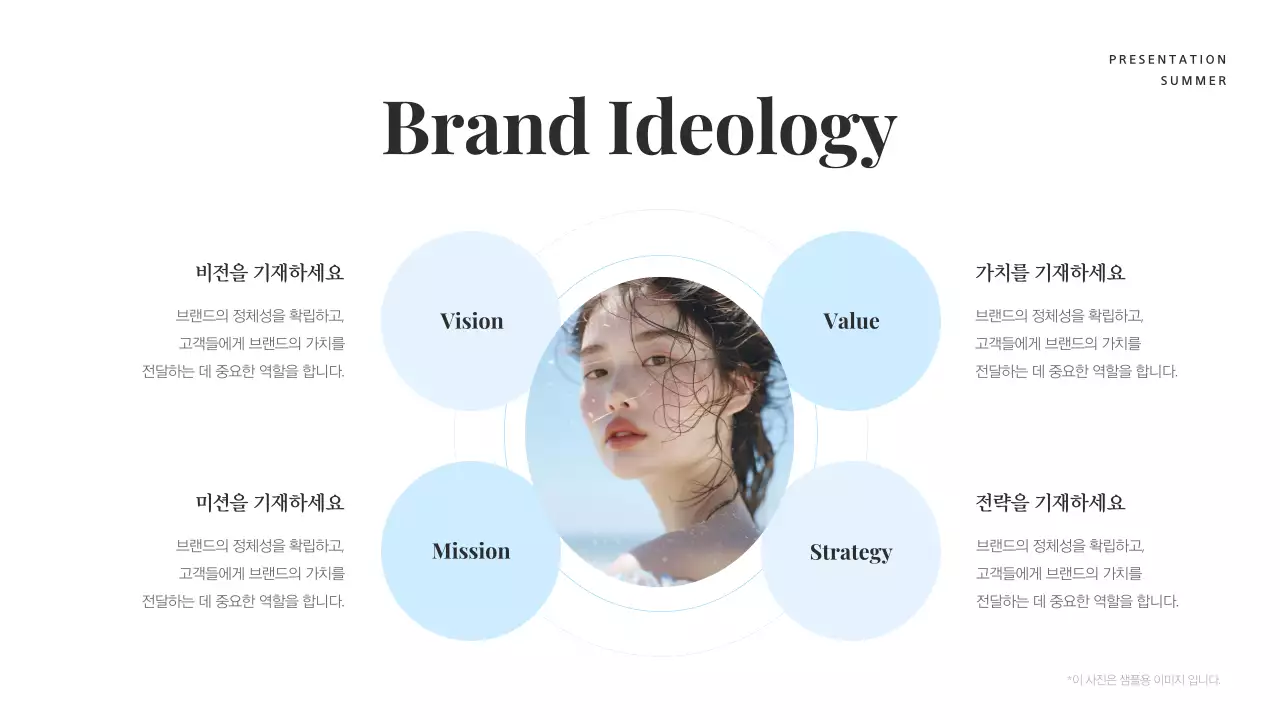 파랑의 심플한 여름 분위기의 패션 브랜드 마케팅 소개서