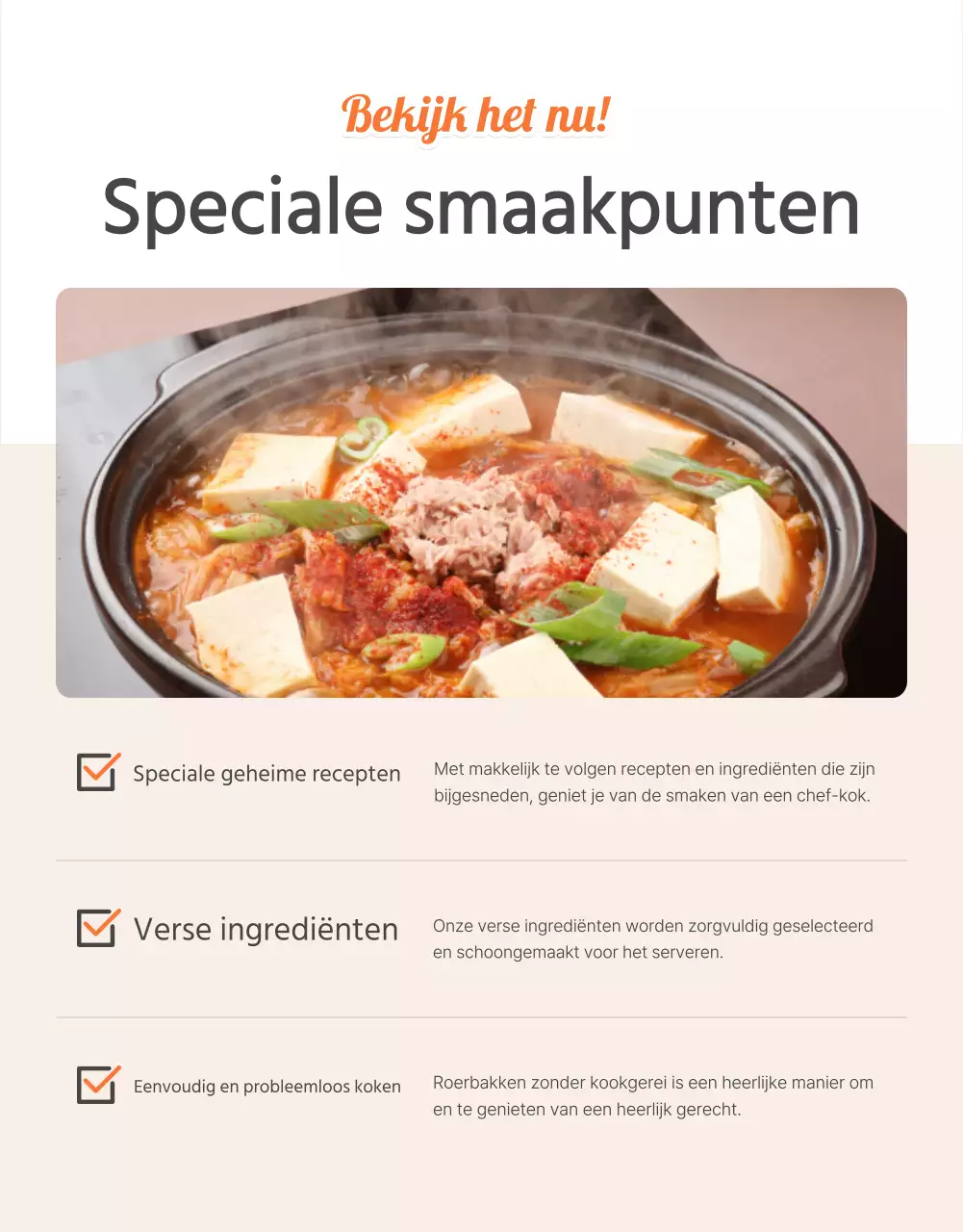 Bevorderen van basismaaltijdenpakket voedselcontrolepunten van oranje en ivoor