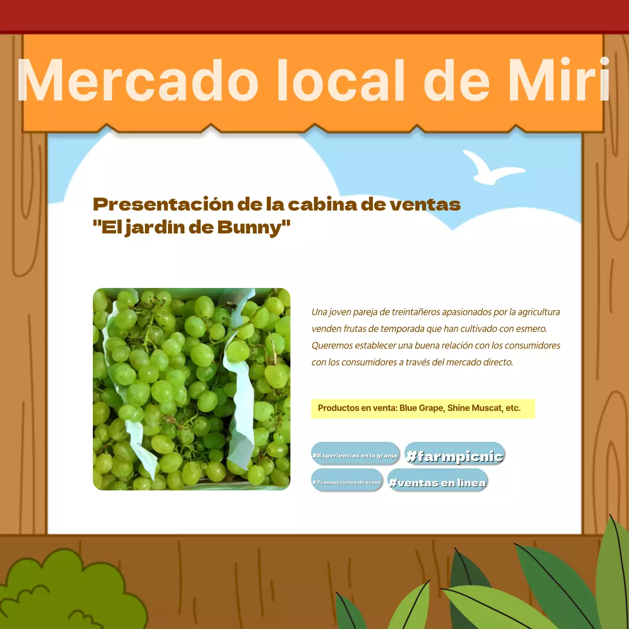 Promocione su mercado agrícola naranja y marrón
