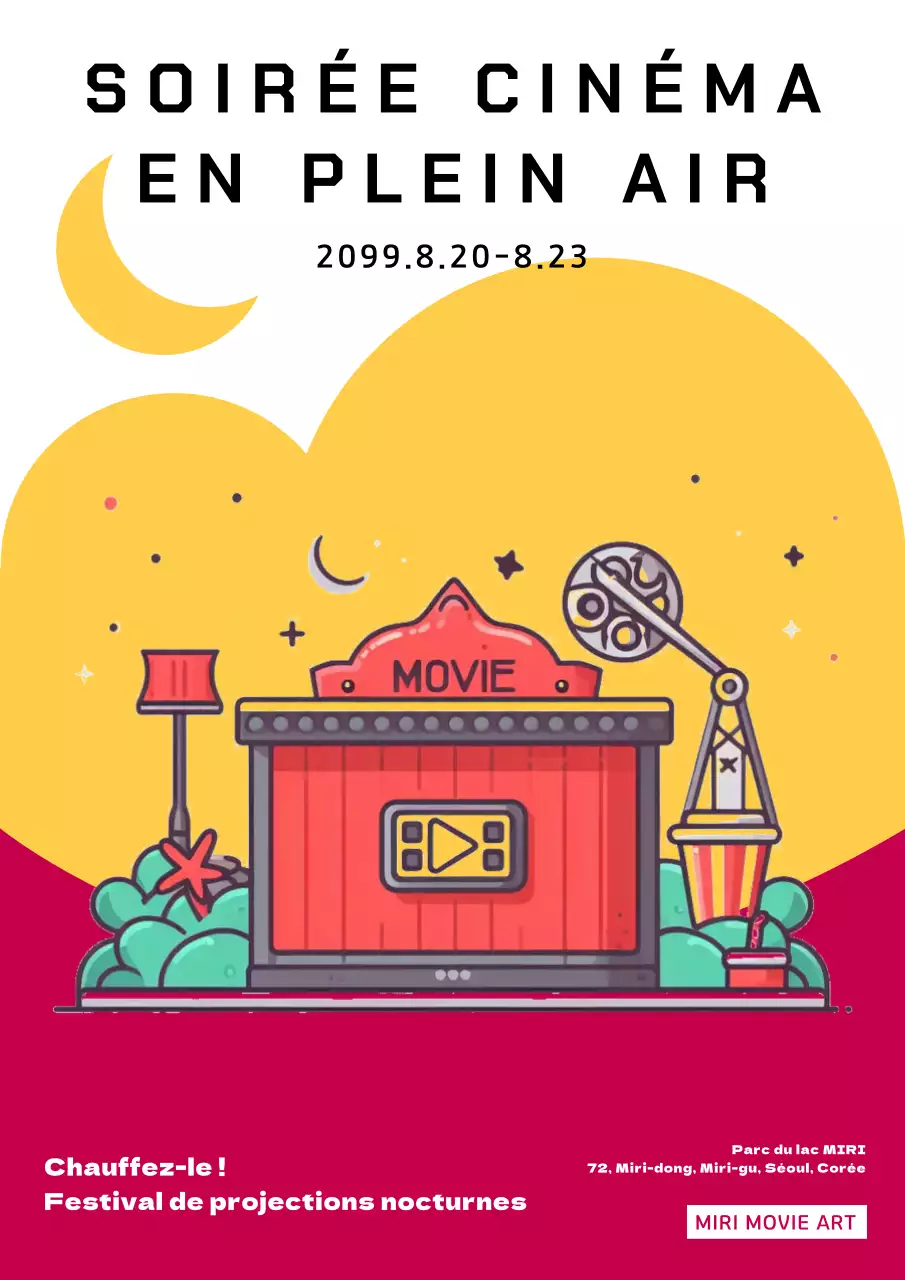 Promouvoir les projections modernes de fin de soirée en rouge