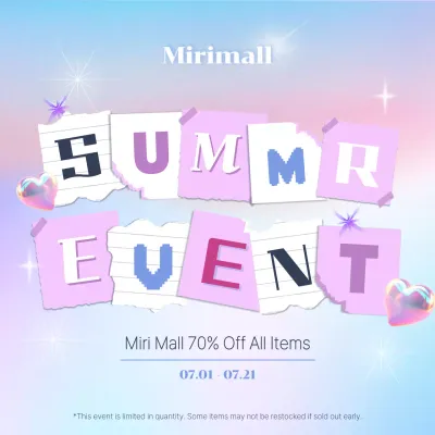 Kitschy summer event ads in light blue and pink