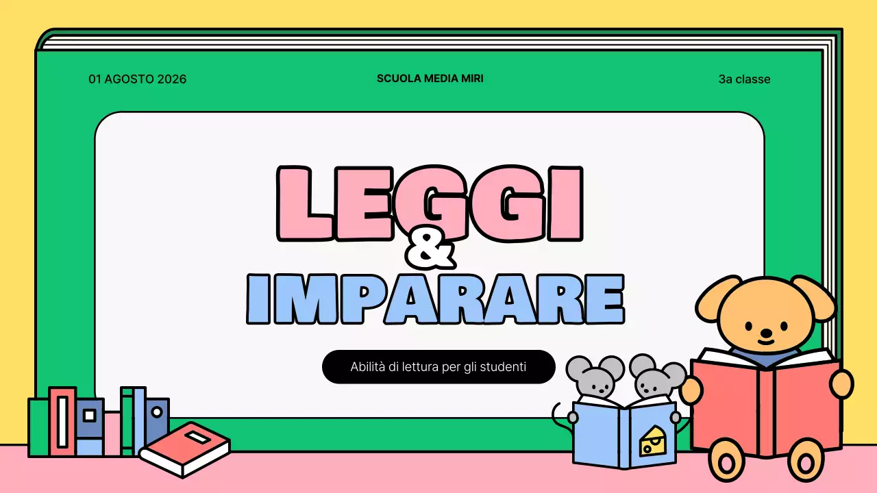 Simpatici materiali di lettura rosa e verdi