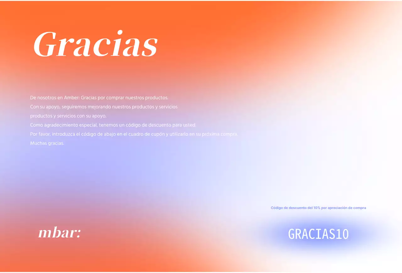 Tarjeta de agradecimiento de centro comercial naranja