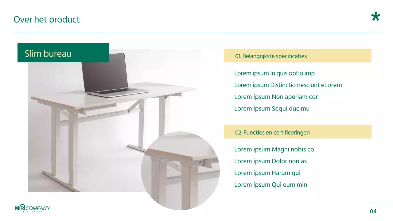 Rapporten voor productplanning groen gemarkeerd