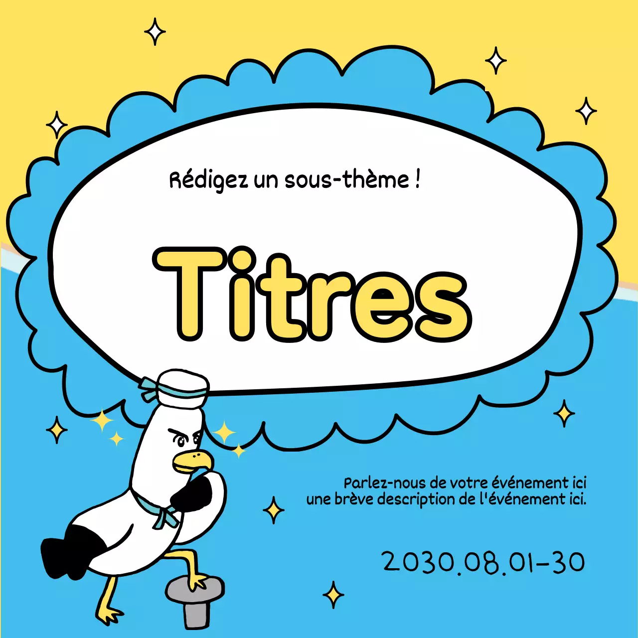 Une collection de jolis titres d'été en jaune et bleu clair