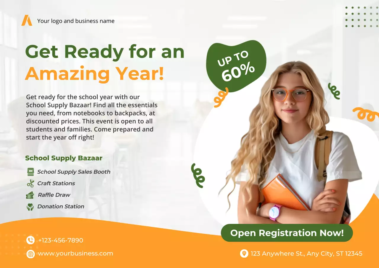 Orange Modern School Promotion Poster