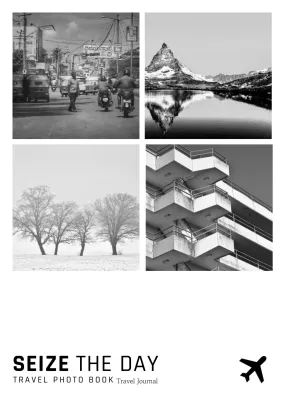 Black and white minimalist travel photobook cover