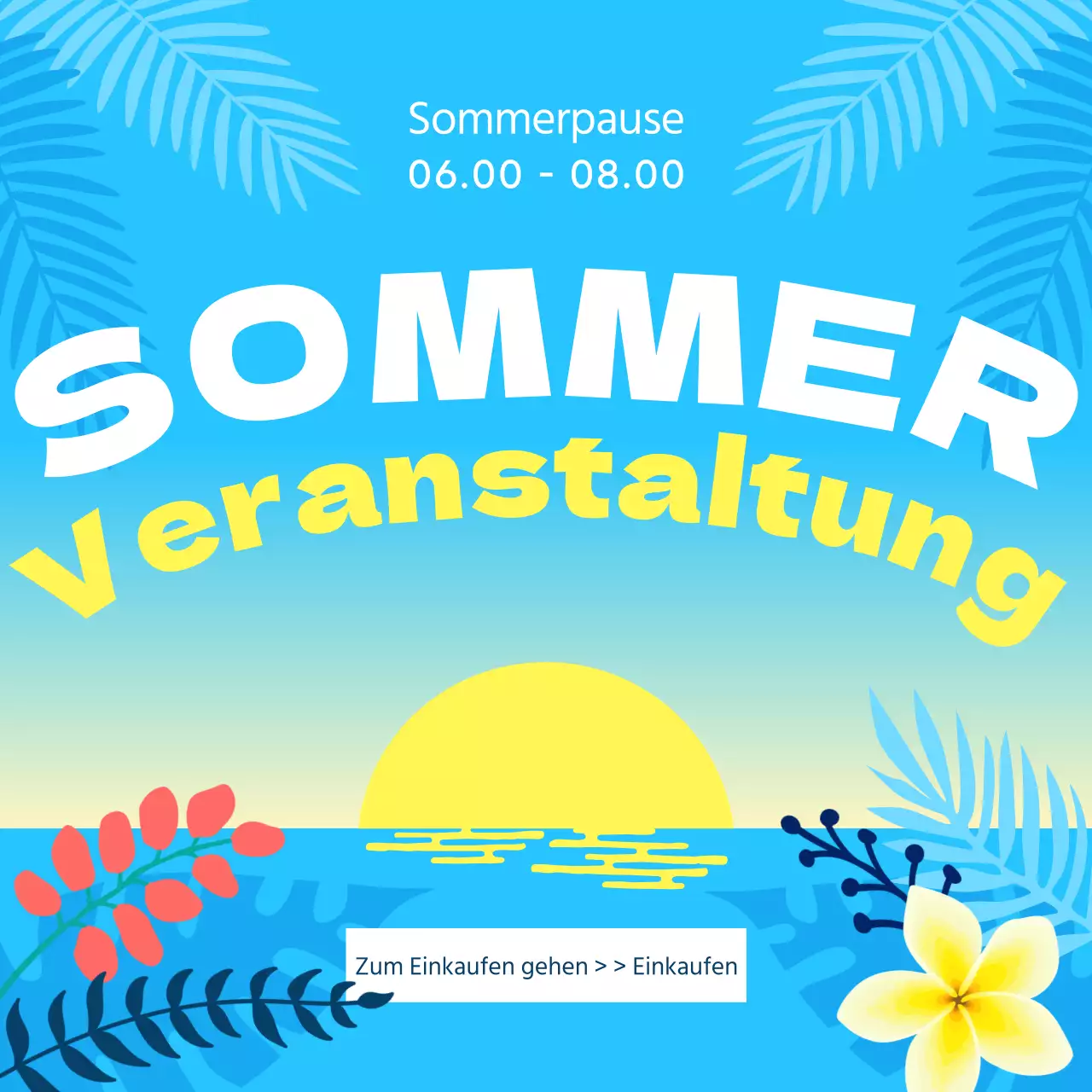 Tropical Summer Sale Guide in Hellblau und Gelb