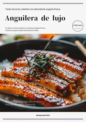 Sencillo folleto en blanco y negro para promocionar la anguila de tierra.