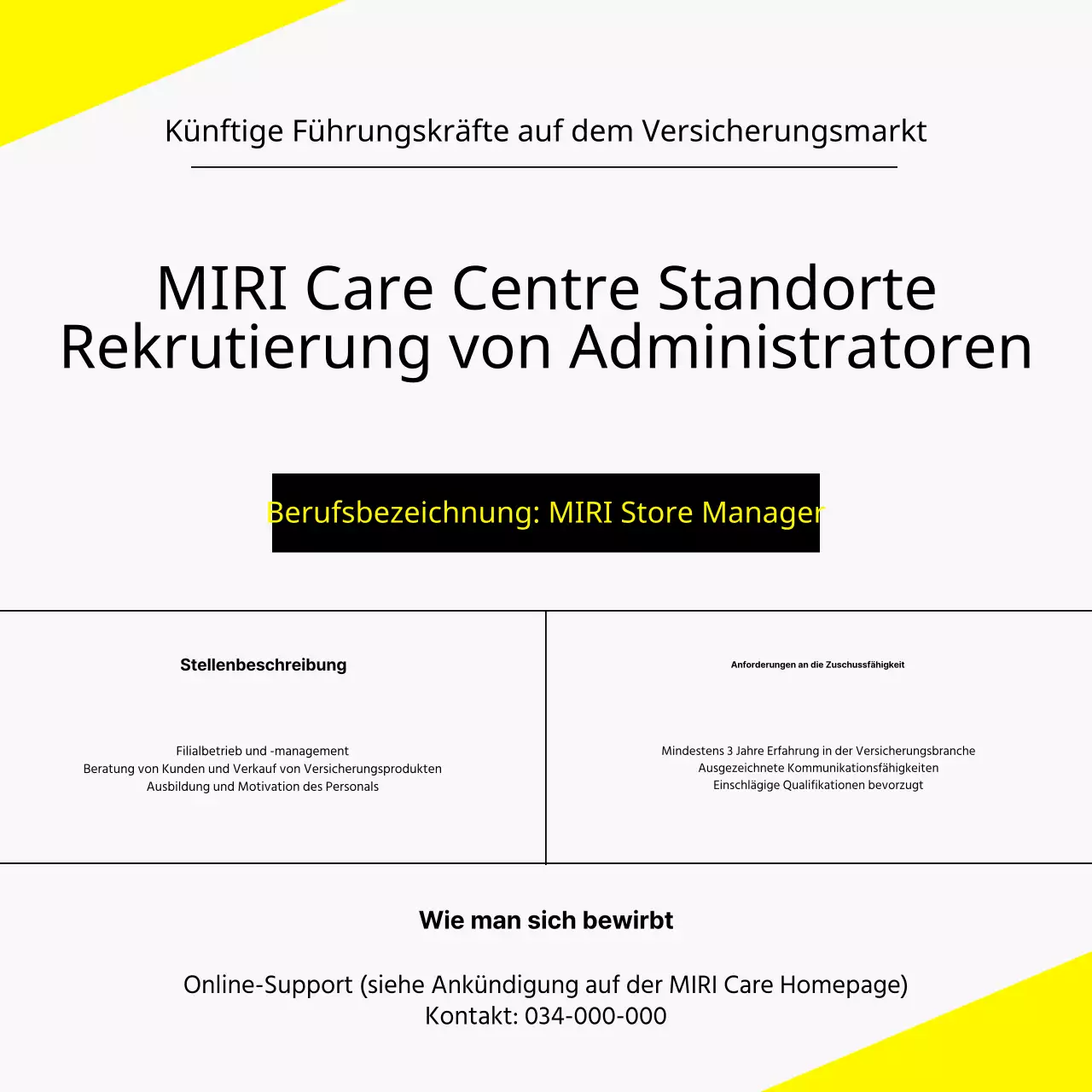 Eine einfache Stellenausschreibung für Verwalter in Grau und Gelb