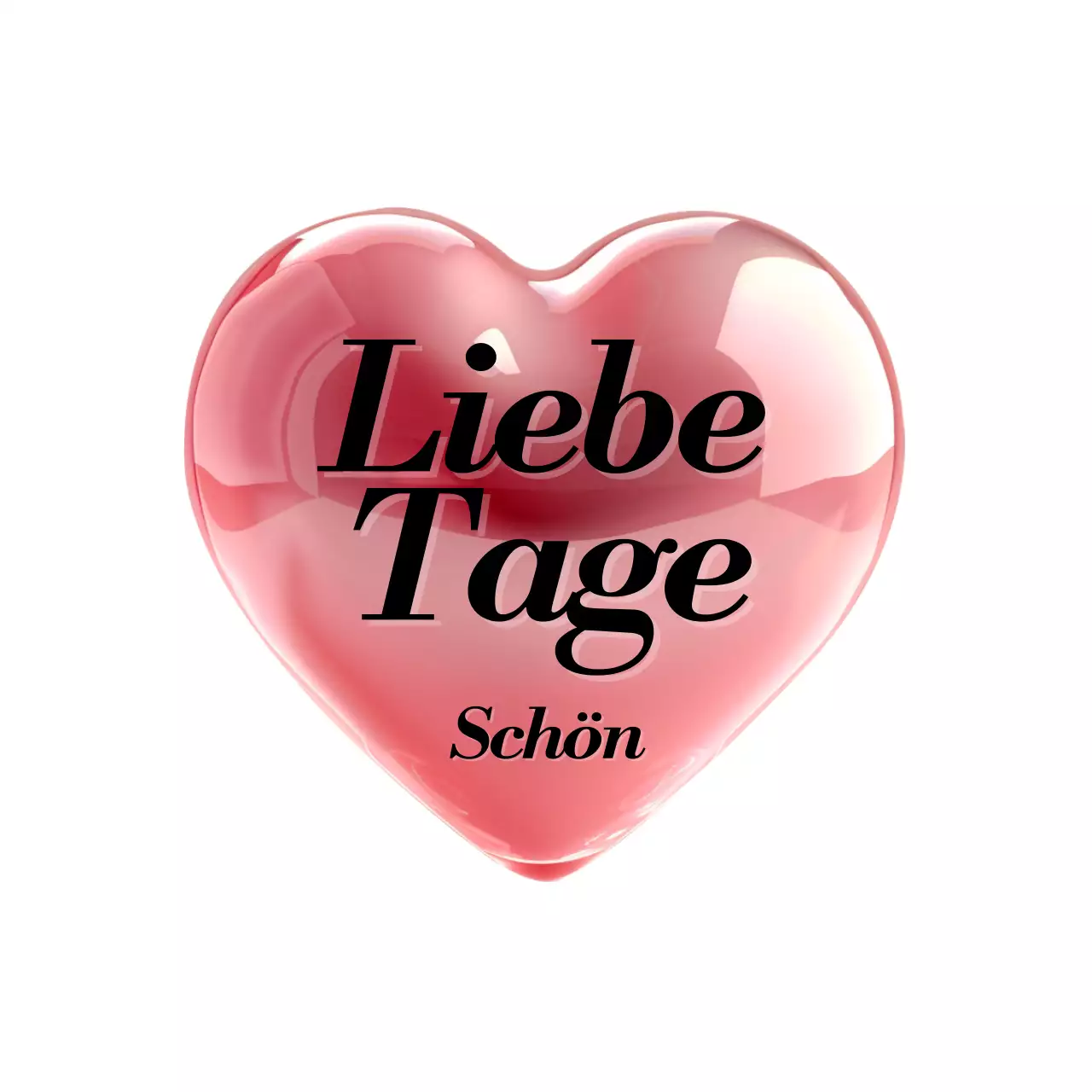 Hippe personalisierte Waren mit 3D-Herzen in Glasoptik und Serifenschriften