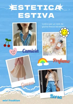 Promuovere un outfit kitsch dal mood estivo in azzurro