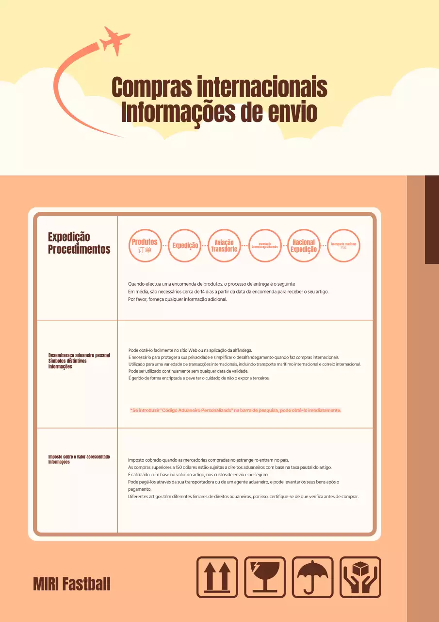Um guia simples para os envios internacionais em castanho e amarelo