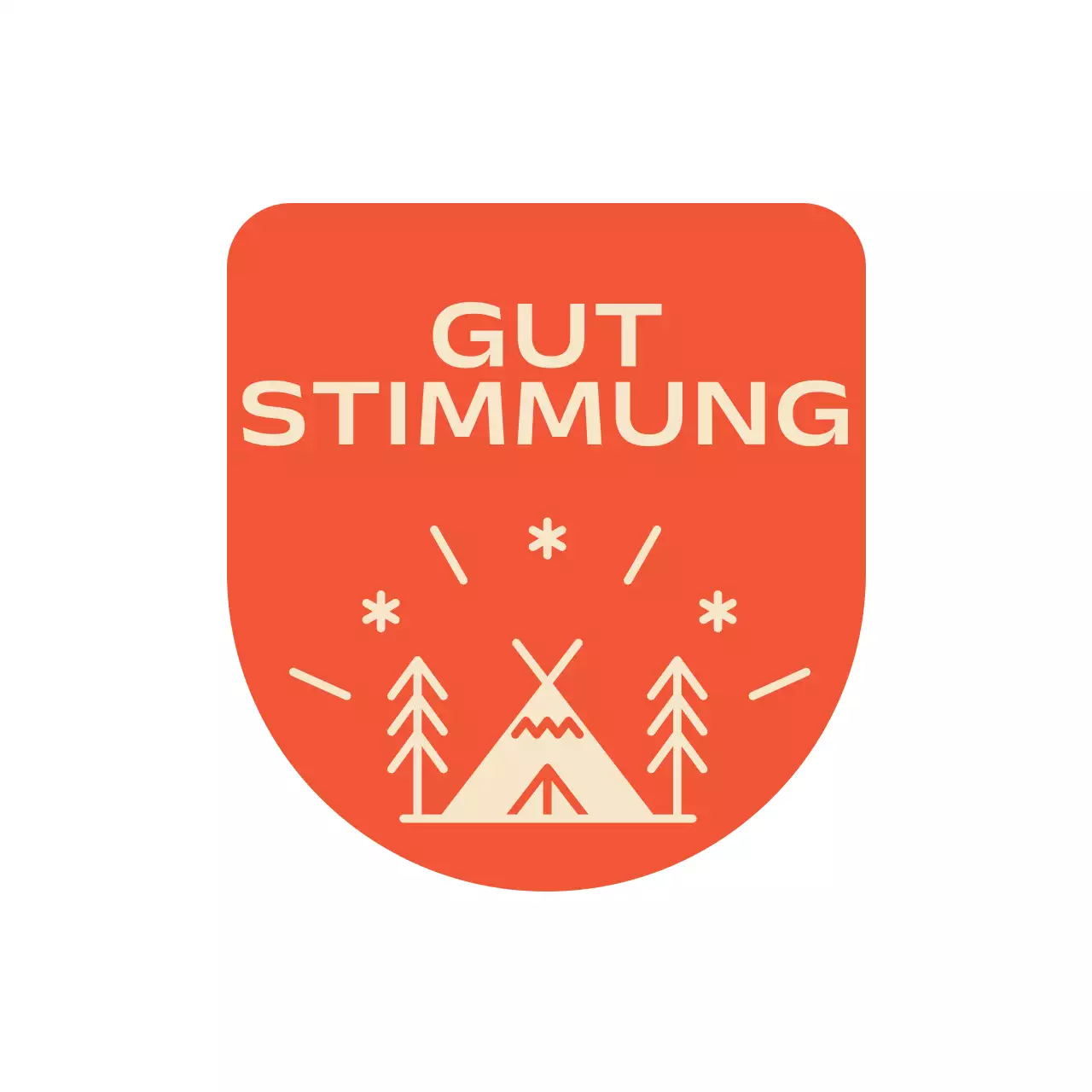 Camping-Artikel mit gewölbten Formen und Camping-Illustrationen