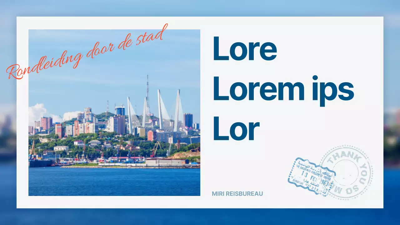 Een moderne stadsgids in lichtblauw en marineblauw