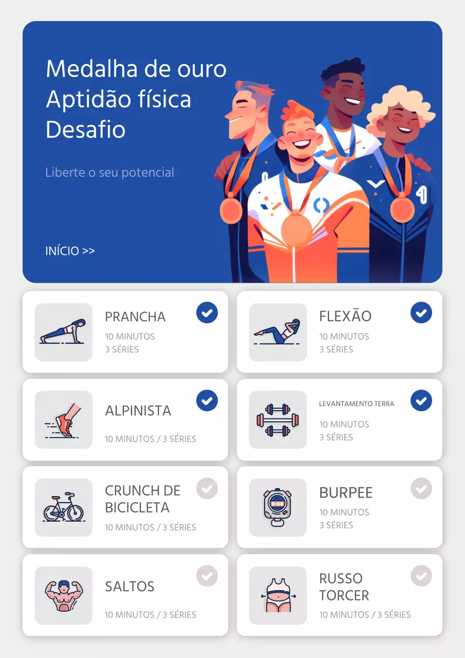 Um plano de treino moderno em azul-marinho e azul
