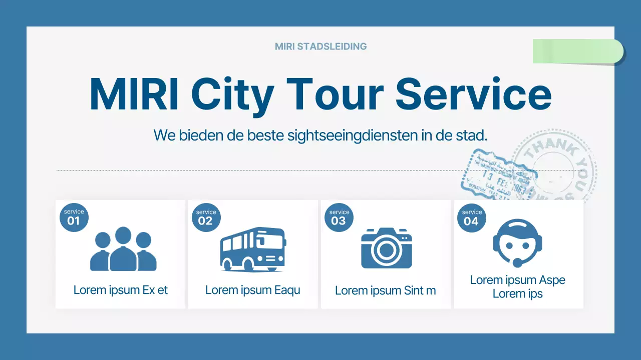 Een moderne stadsgids in lichtblauw en marineblauw