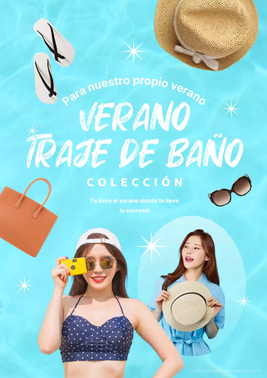 Anuncie los artículos de moda para las vacaciones de verano en azul claro