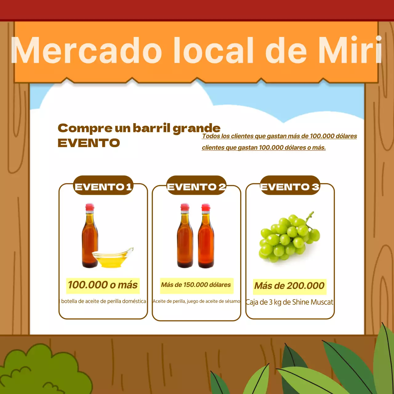 Promocione su mercado agrícola naranja y marrón