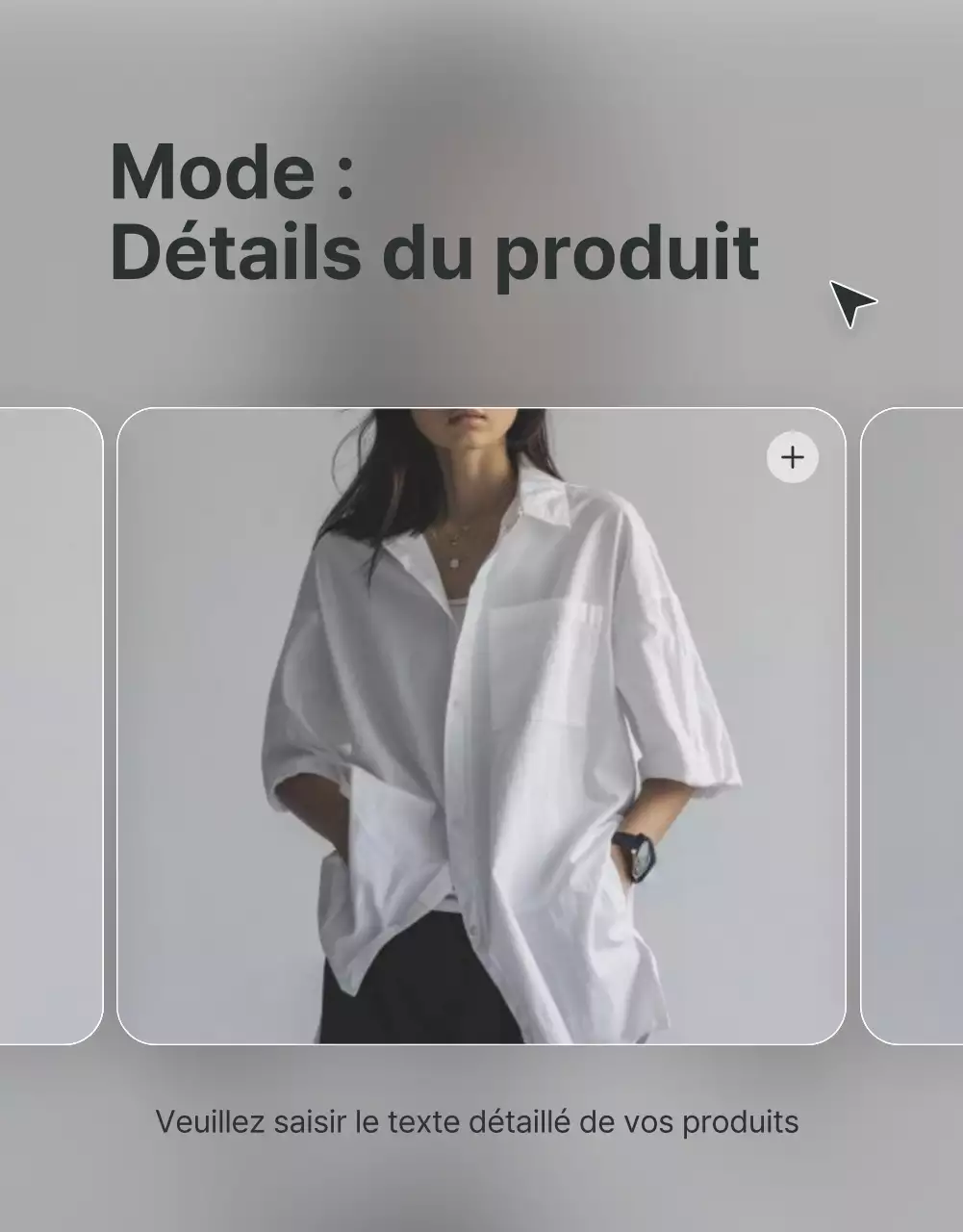 Promouvoir les descriptions et les détails dans un centre commercial à la mode gris et bleu clair