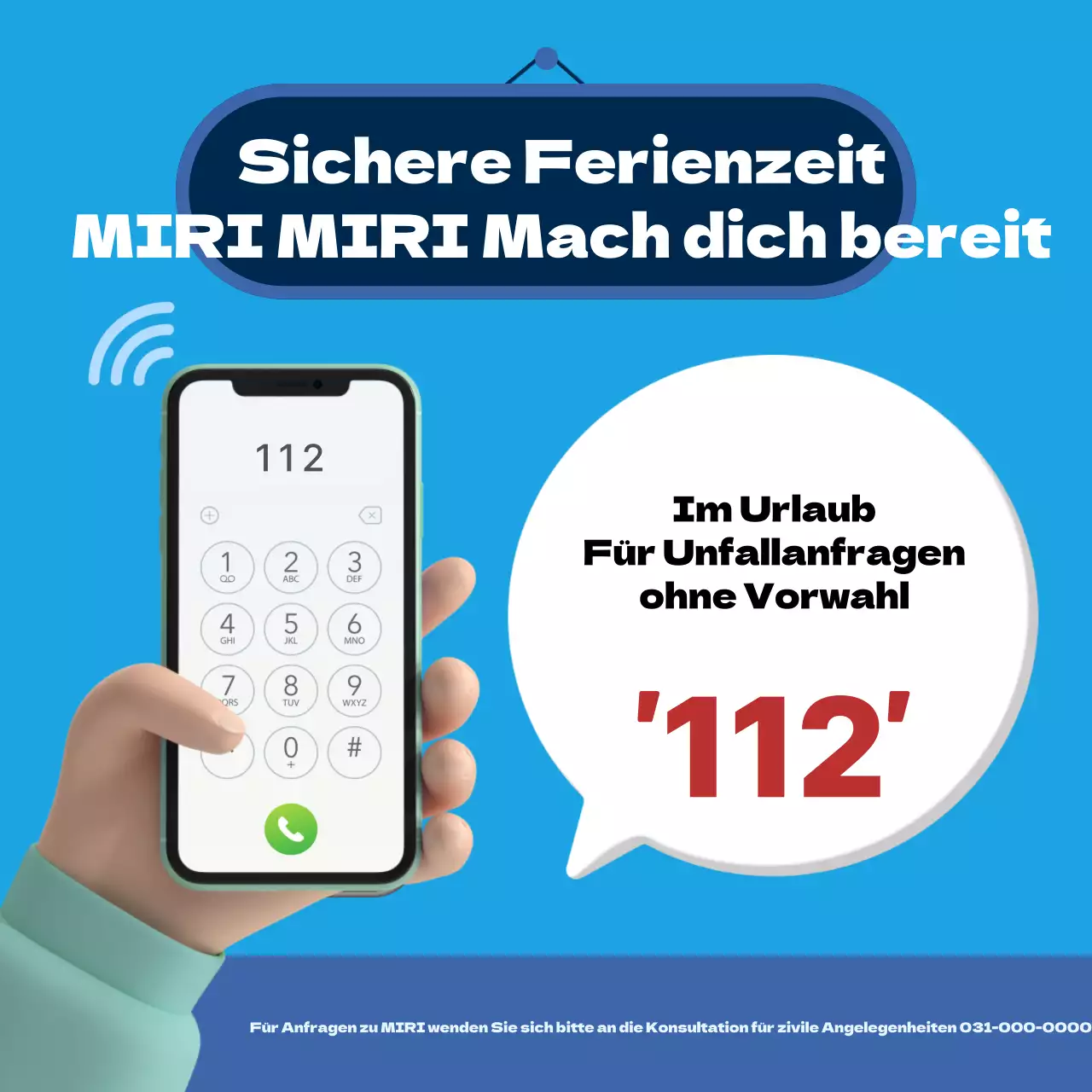 Blau hervorgehobene Sicherheitstipps für den Urlaub