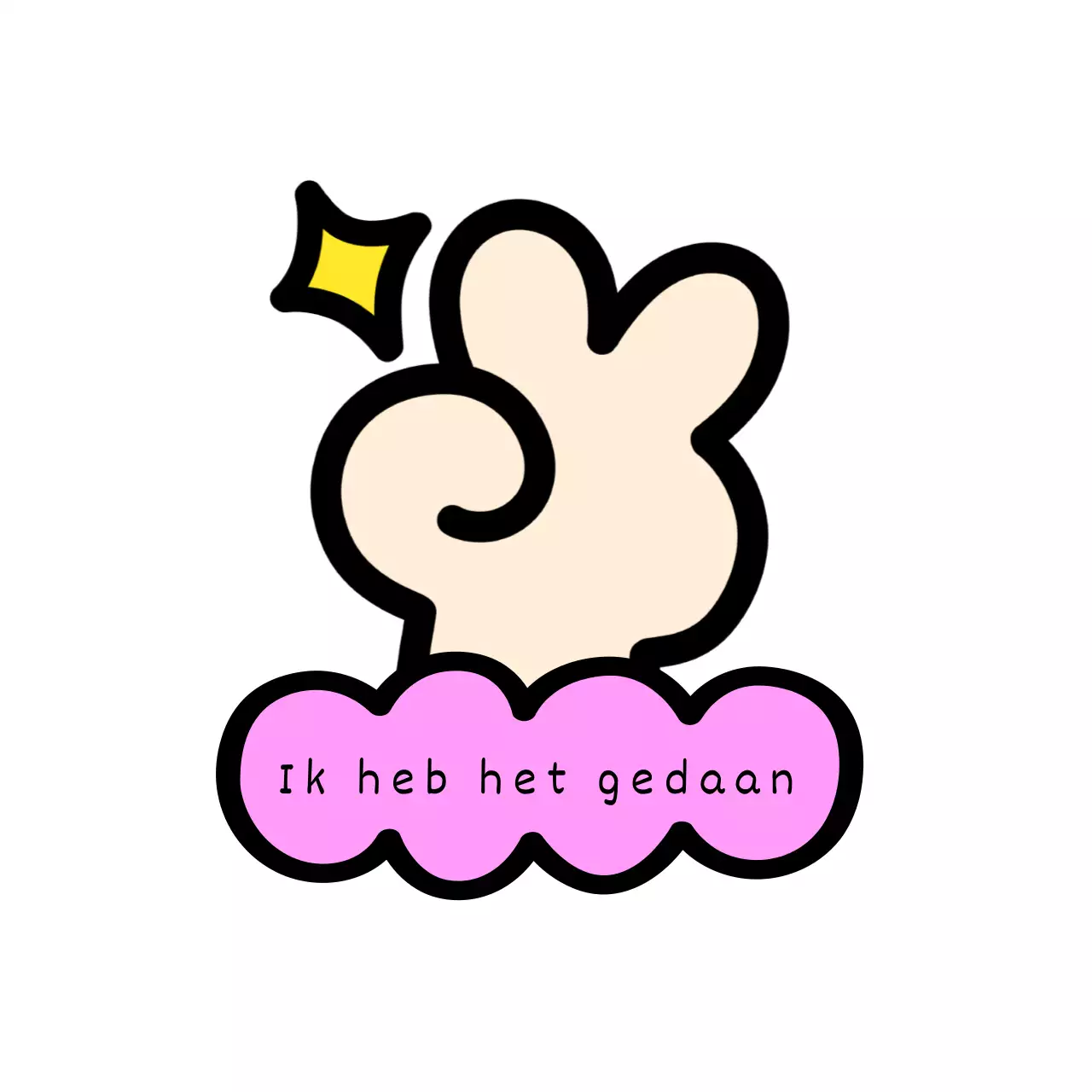 Leuke cheerleading merchandise met een vibrerende hand en glitter en wolkachtige vormen