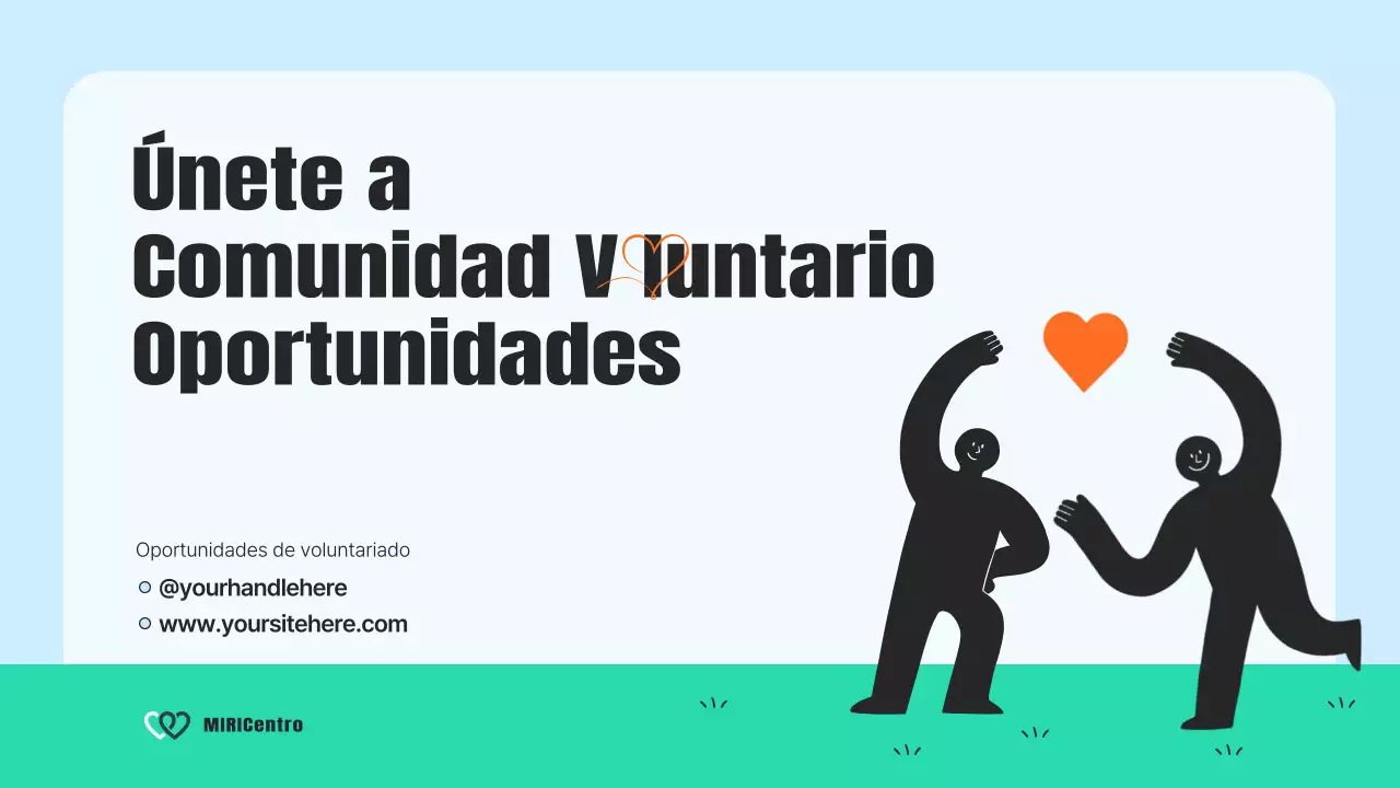 Un moderno folleto de servicios comunitarios en azul claro y naranja