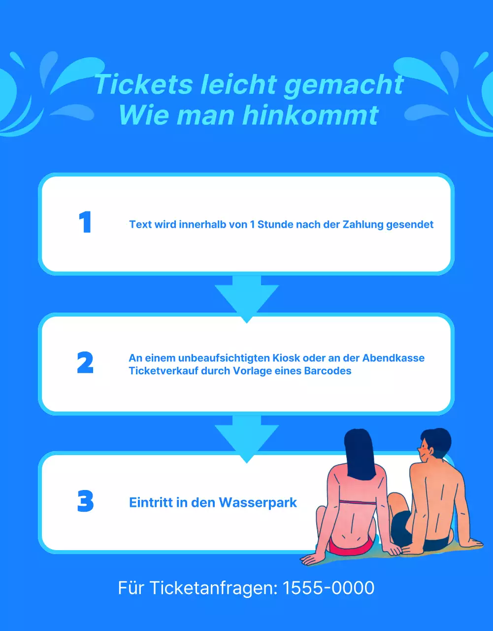 Werbung für einen trendigen Hotel-Wasserpark in Blau