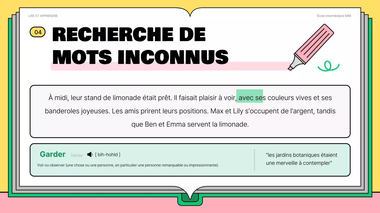 Mignon matériel de lecture rose et vert