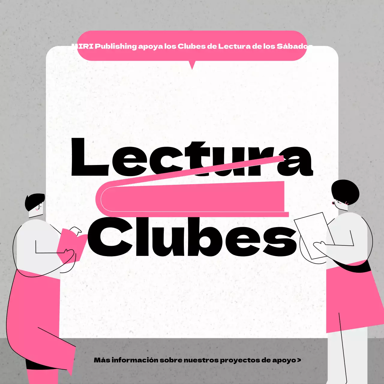 Moderno anuncio de club de lectura en rosa y gris