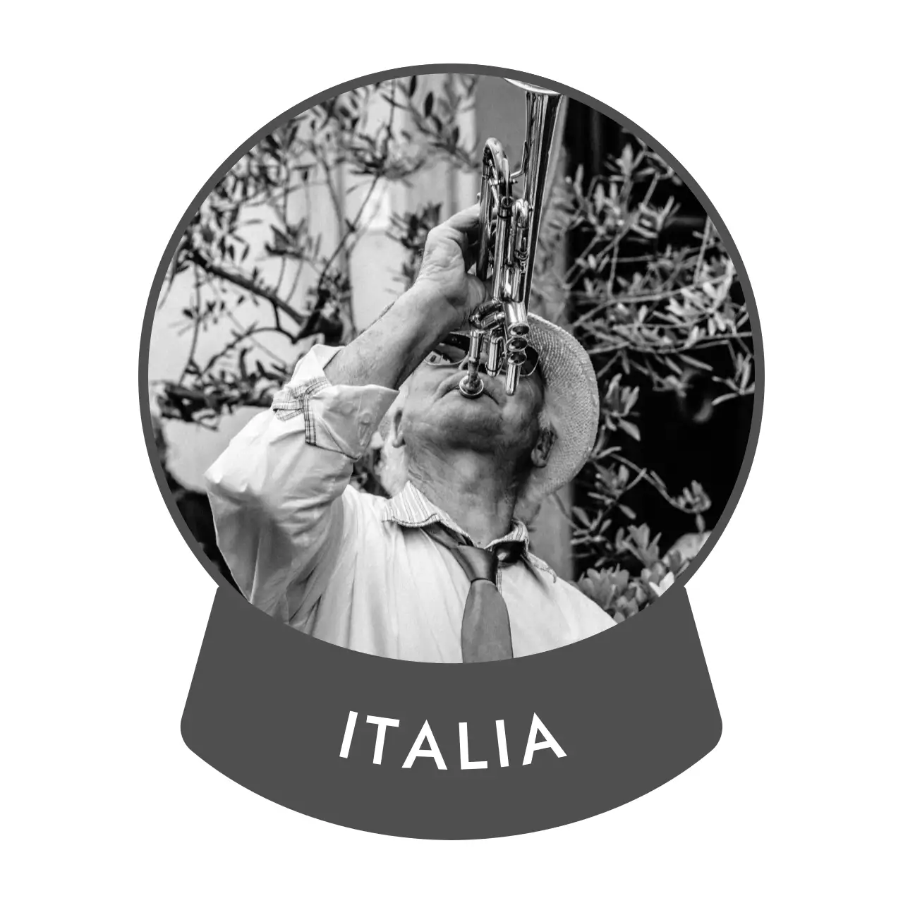 Design con foto di paesaggio in una cornice a palla di neve