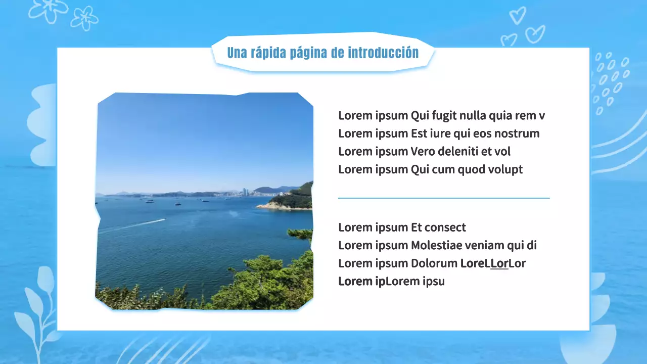 Una presentación kitsch, en azul claro y blanco, de la guía del barrio de Busan