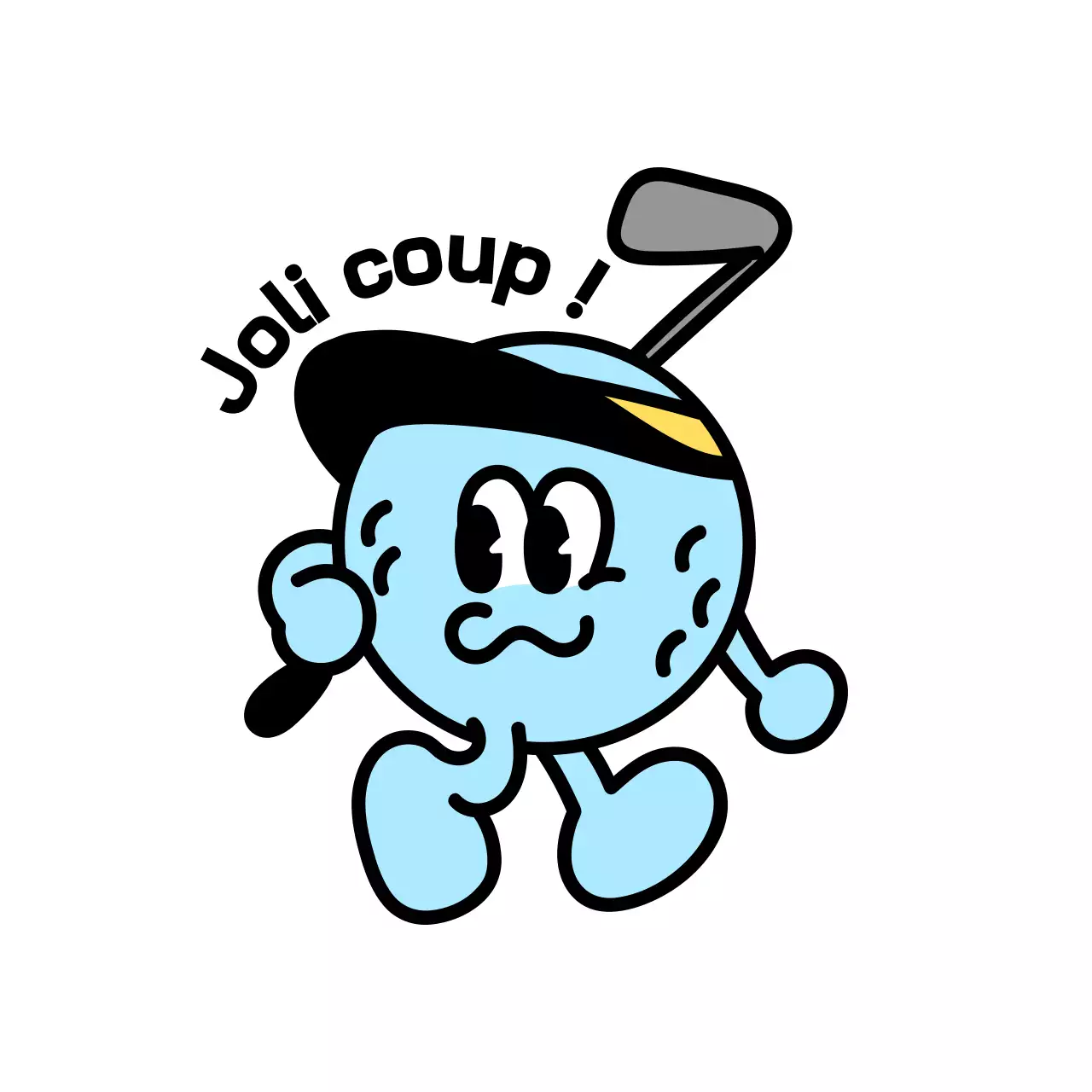 Événements sportifs avec personnage de balle de golf bleu clair