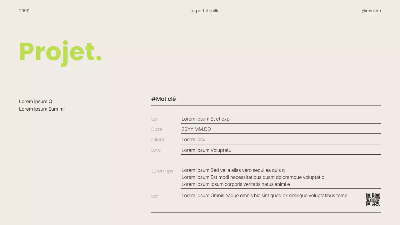 Un portfolio simple à imprimer pour les carriéristes, en vert lime et en noir
