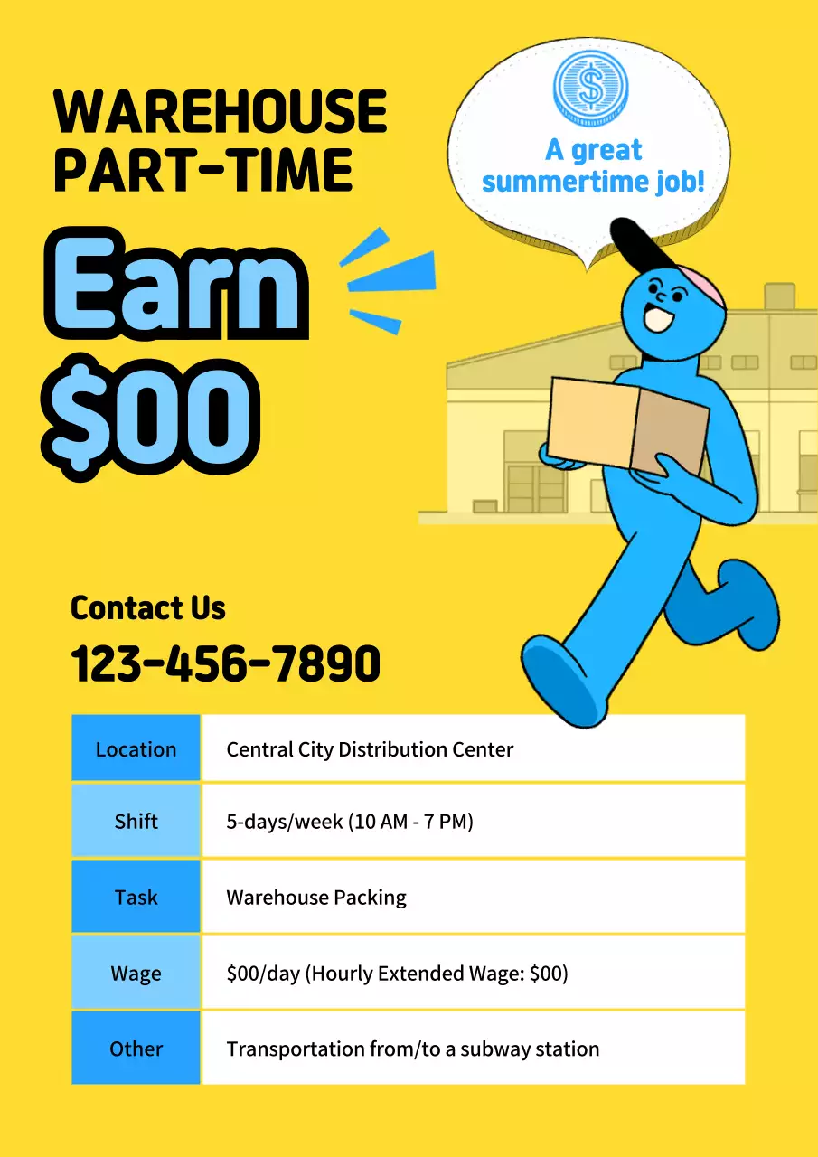 Yellow Minimal Warehouse Job Advertisement Poster