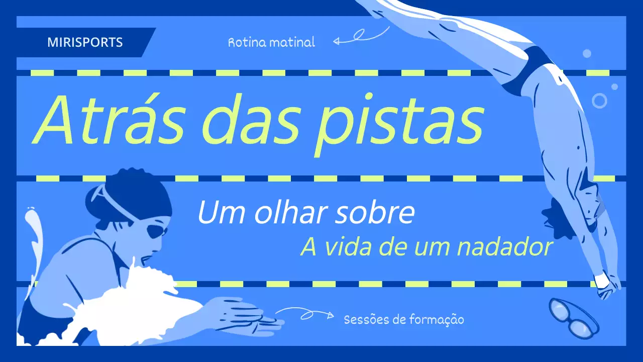 Um dia de nadador na vida de um criador de tendências azul e fluorescente