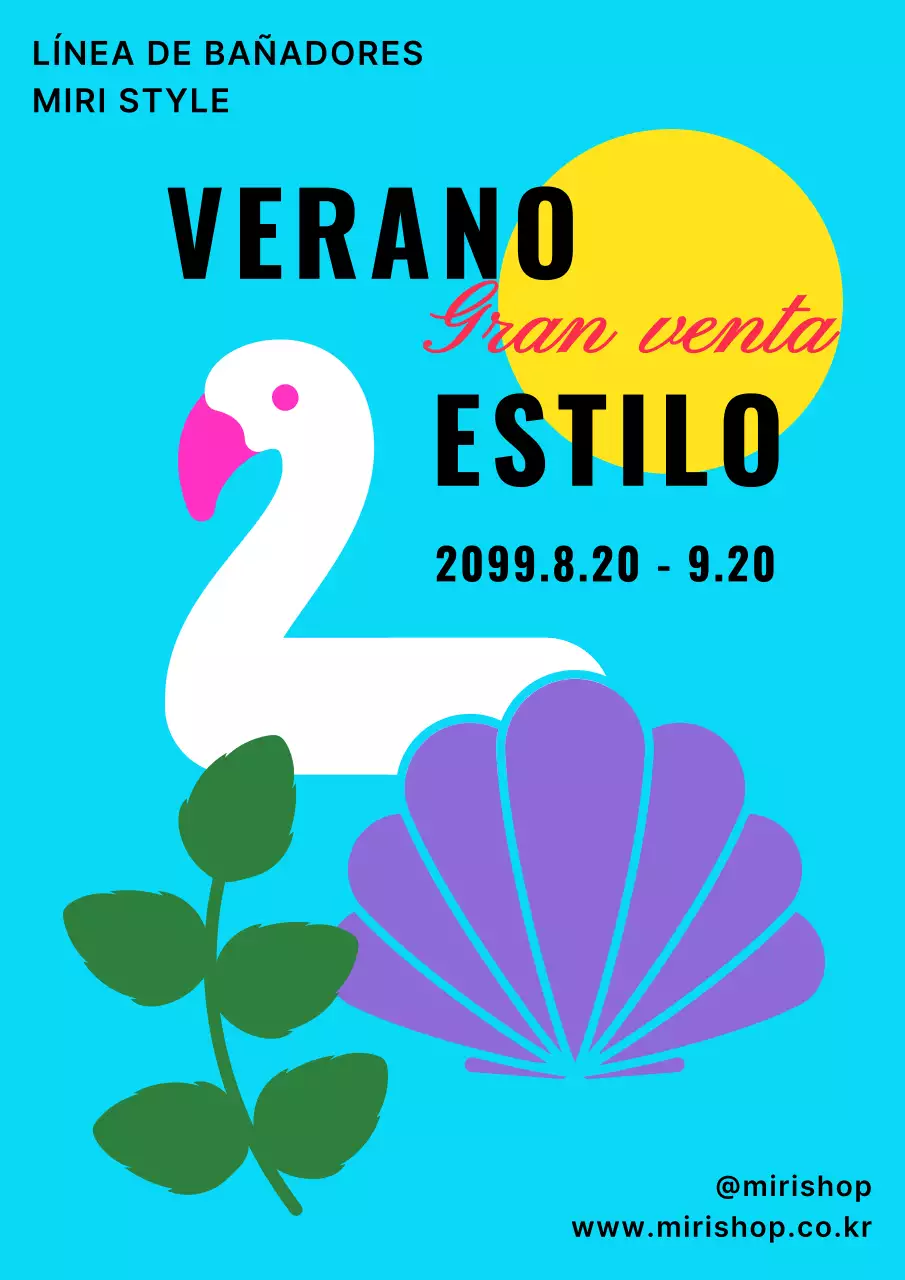 Promocionar una moderna tienda de trajes de baño en azul claro