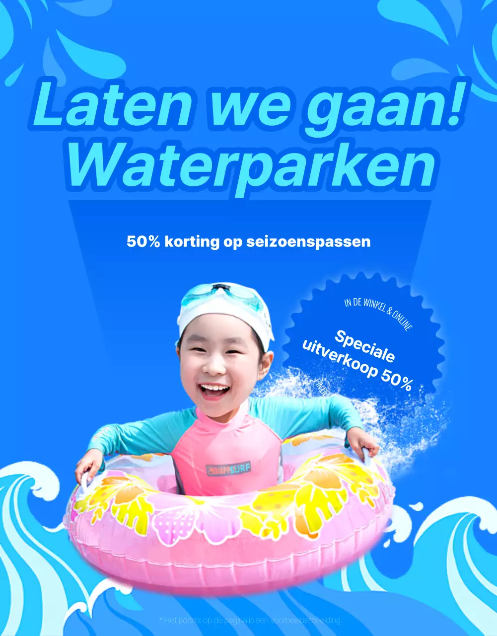 Promoot een trendy blauw waterpark in een hotel