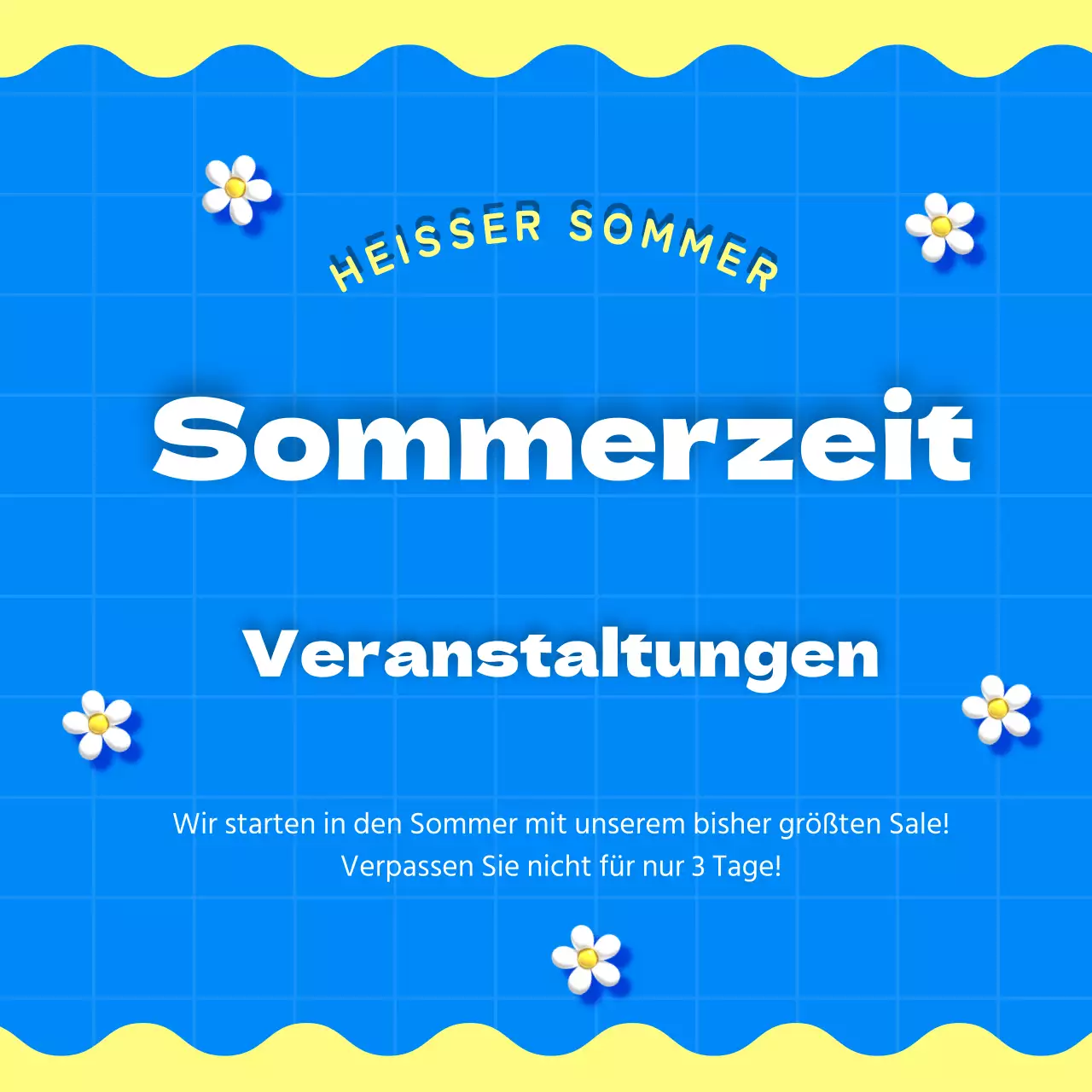 Eine Sammlung von Miniaturansichten von Sommerveranstaltungen mit blauen und rosa Akzenten
