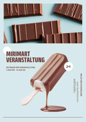 Einfache Eiscreme-Anzeige in Braun und Minze