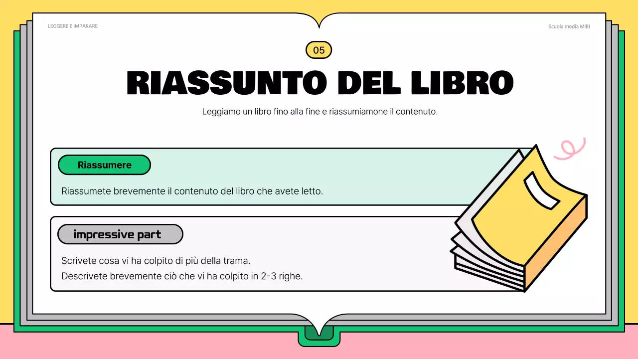 Simpatici materiali di lettura rosa e verdi
