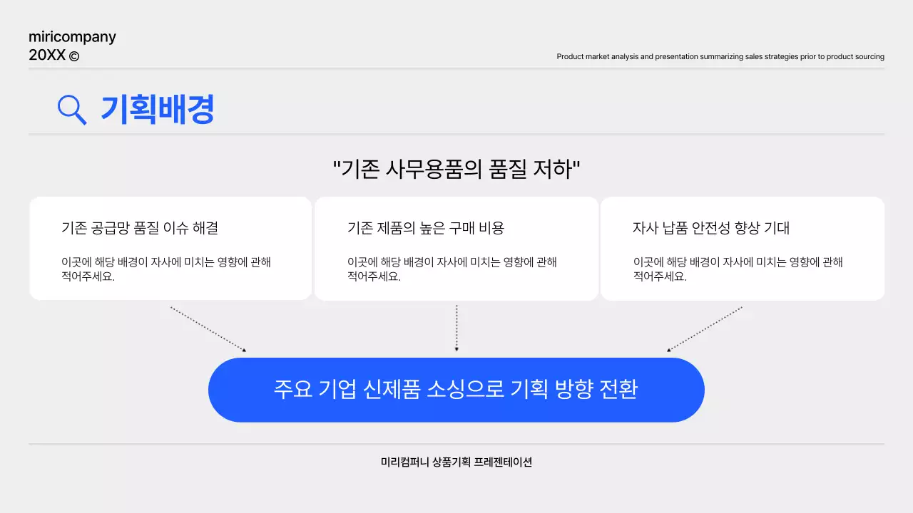 파랑과 회색의 심플한 상품기획 보고서